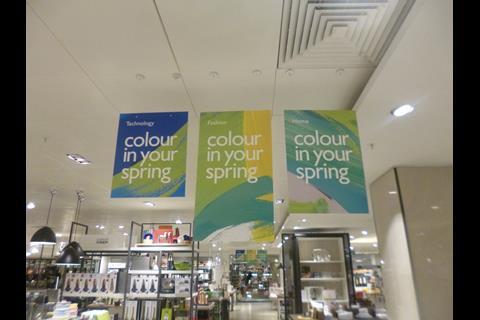 John Lewis’s colour in your spring theme brings greens and blues from windows to cash desks